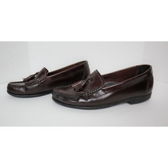 MEN'S BURGUNDY RED LEATHER LOAFER W/ TASSELS HUSH PUPPIES - SIZE 8M - Picture 1 of 9